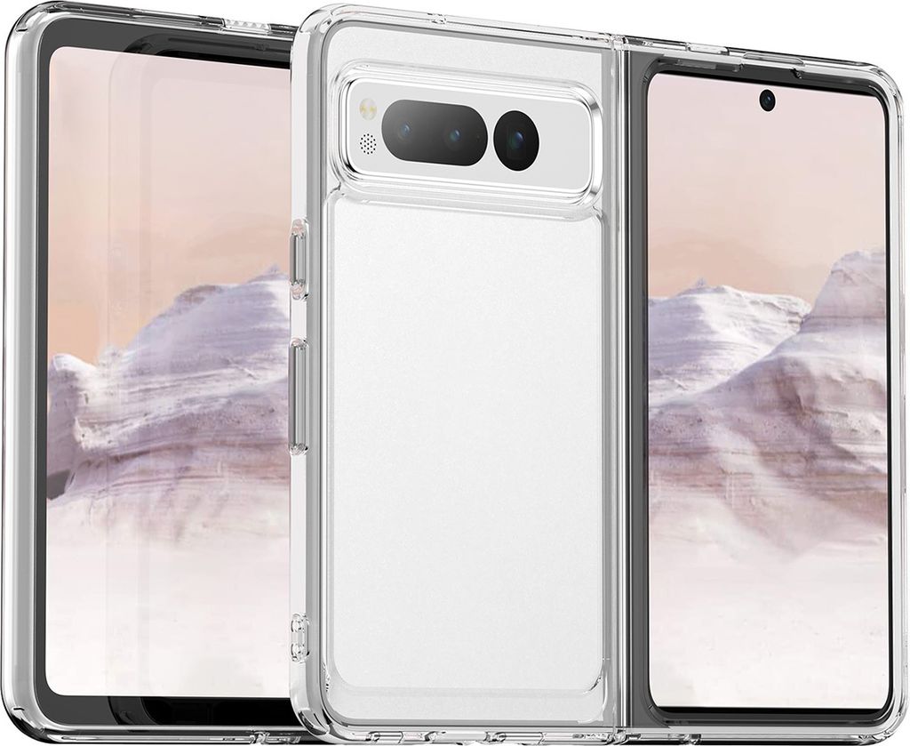 Google Pixel Fold Hülle, Klar Rückseite Stoßfeste TPU Silikon Bumper Schutzhülle für Google Pixel Fold Transparent