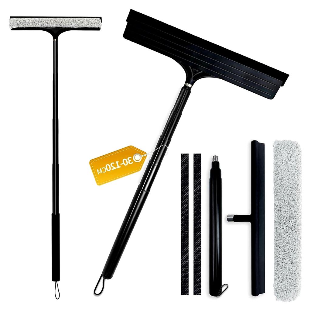 Shower Squeegee Duschabzieher Long, Selbstklebendes Fensterwischer und Fensterabzieher 2 in 1, 30 to 120cm Teleskopstange, Bodenabzieher, Wassersch...