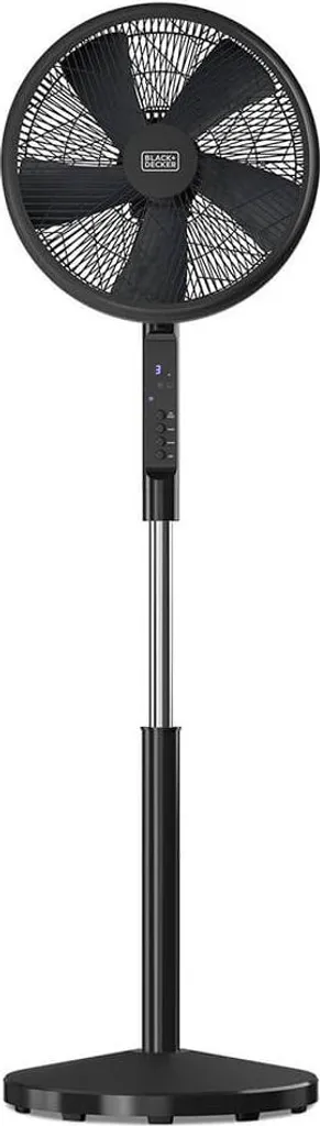 Ventilateur sur pied silencieux noir avec 5 pales pour salon et bureau