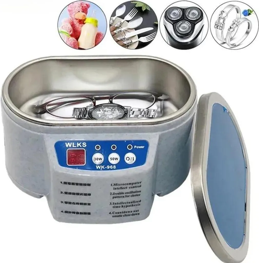 Pulitore a ultrasuoni, design portatile, pulizia multipla, 30W e 50W, UE