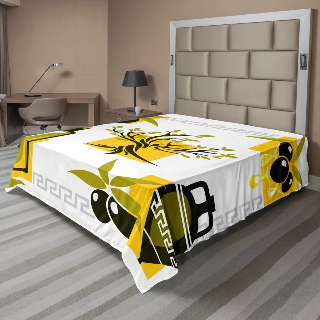 Drap de lit confortable Olive et Moutarde - Toucher soyeux 266x260 cm