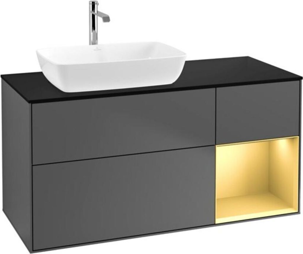 V&B Waschtischunterschrank Wandbeleuchtung Finion 120cm, Pl b m, Reg gol m Lac, Anthrac. m