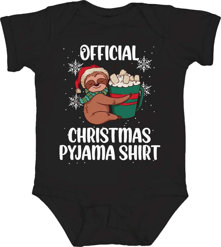 Official Christmas Pyjama Faultier - Weihnachten Weihnachtsgeschenk Christmas Unisex Baby Body, Schwarz, 0/3