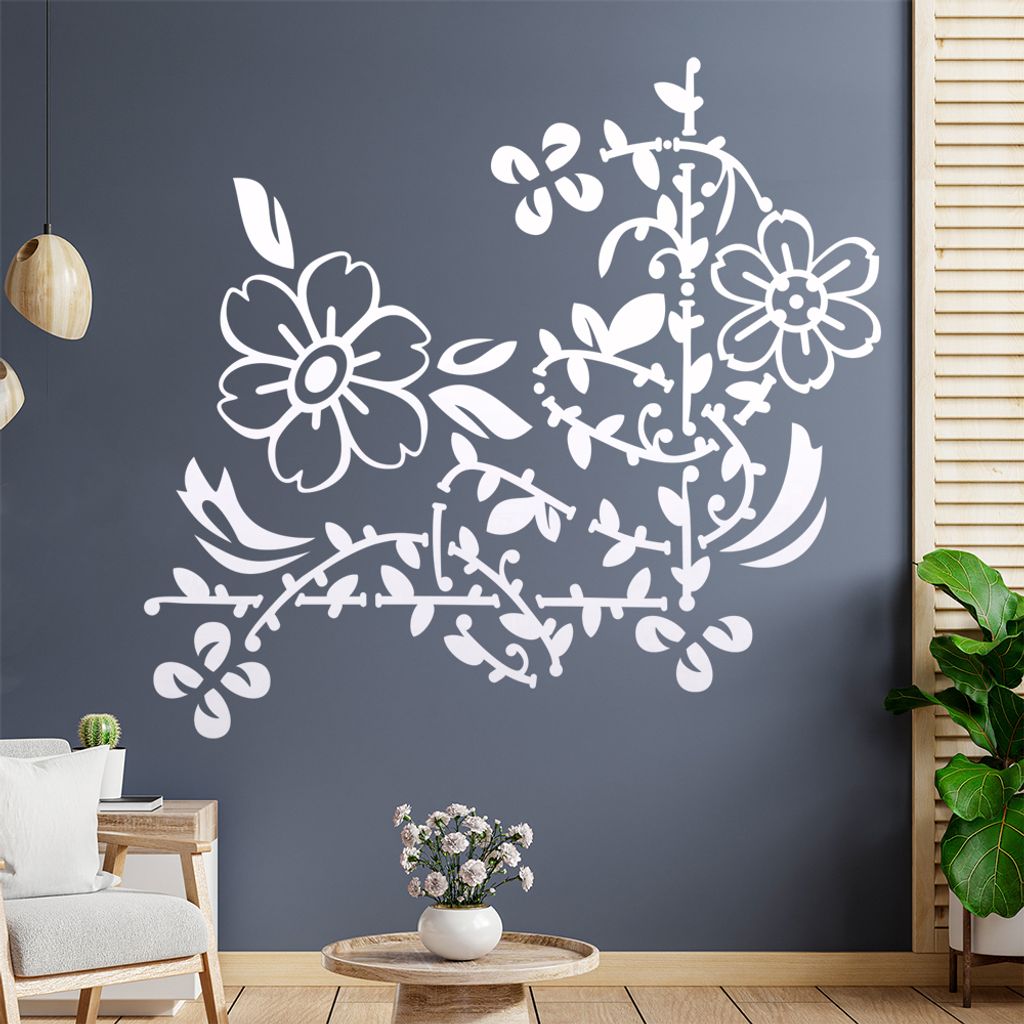 Blumenranke - Linien Wandtattoo in 6 Größen - Wandaufkleber Wall Sticker - Dekoration, Küche, Wohnzimmer, Schlafzimmer, Badezimmer