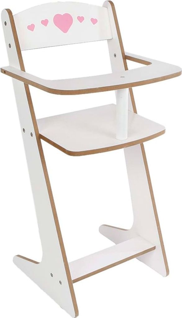 Puppenhochstuhl Holz weiß/rosa 53cm