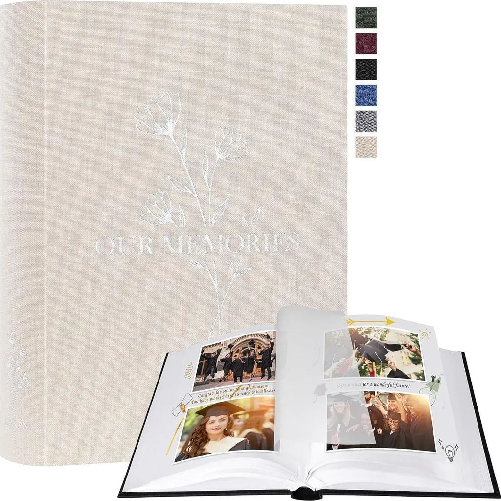 Livre Photo à Personnaliser Album Scrapbooking en Toile Beige 100 Pages