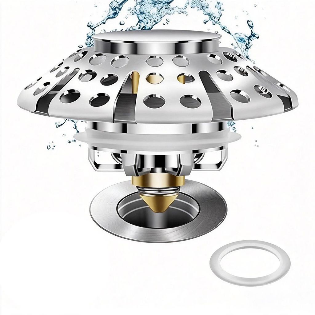 Pop Up Waschbeckenstöpsel mit Sieb, Badewannenstopfen, Haarfänger, Abflussstopfen für Badewannenlöcher 3,7–4,5 cm