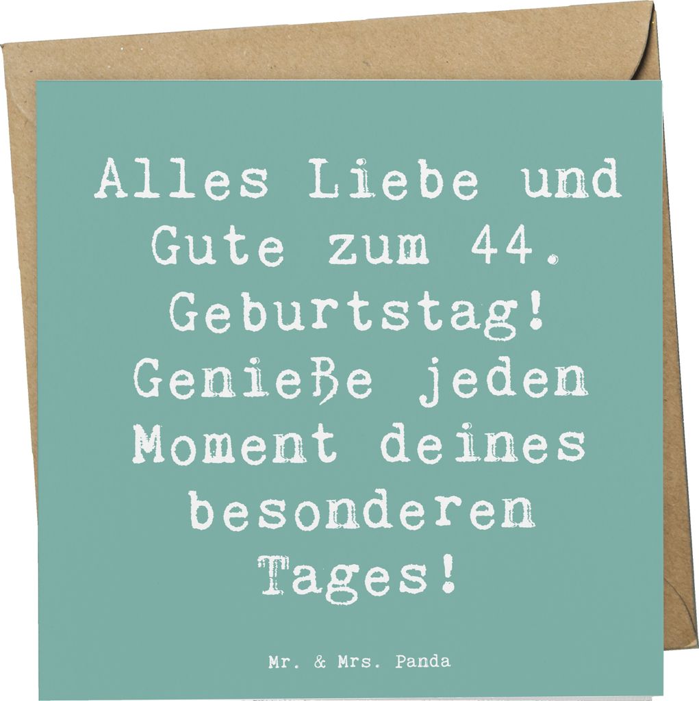 Mr. & Mrs. Panda doppelkarte Spruch 44. Geburtstag - Meeresbrise - Geschenk, anlasskarte, Handgefertigt, Happy Birthday, Geschenke, einzigartiges, ...