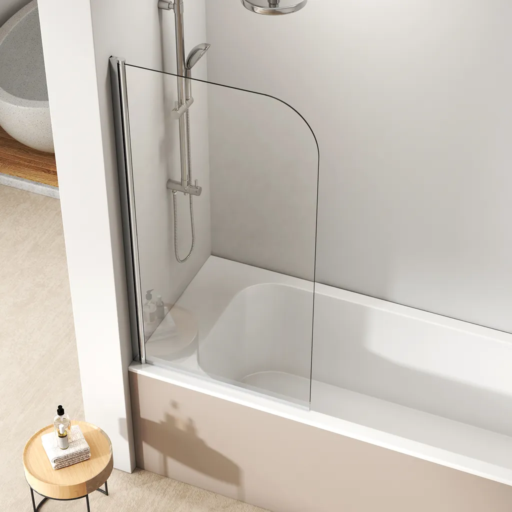 Pare-baignoire porte battante 90x140cm verre Nano ESG pour salle de bain