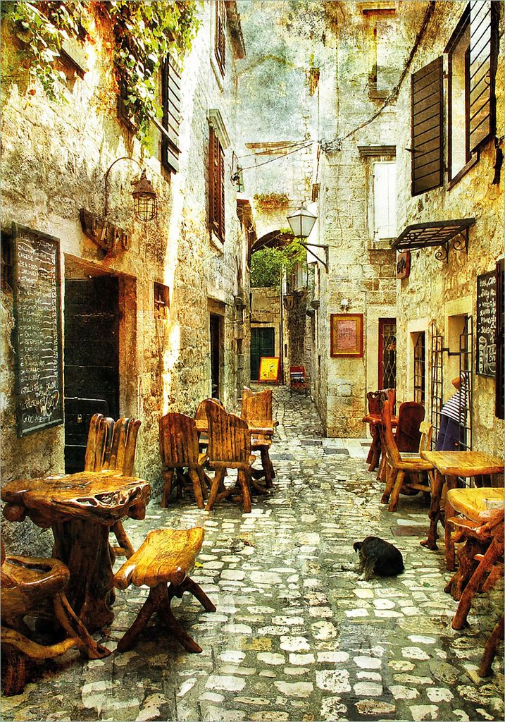 Wallario Poster - Italienische kleine Gasse, Kunstdruck Größe: 70 x 100 cm