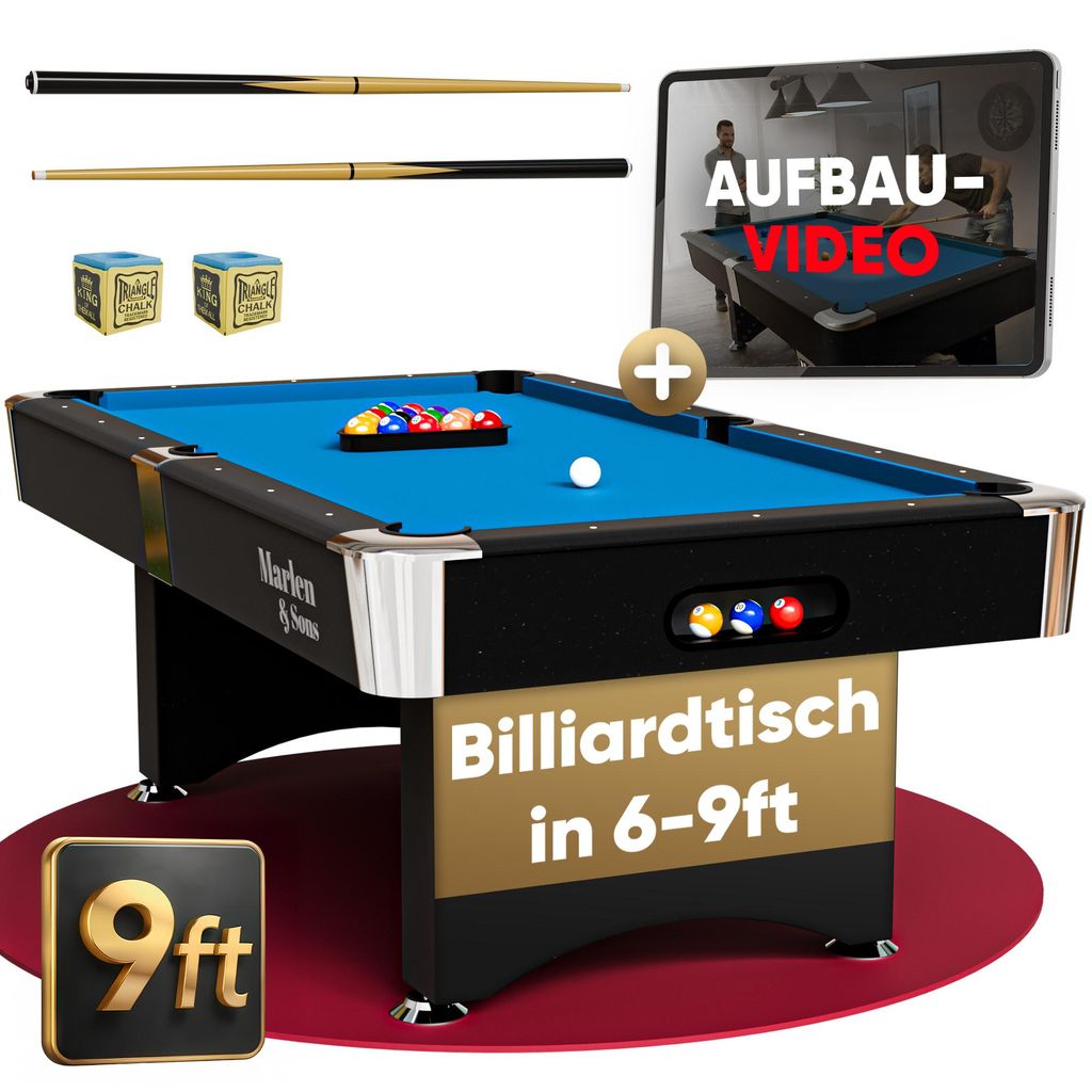 Marlen & Sons Billardtisch - CueMaster 9FT Billiard Tisch Produktbild 