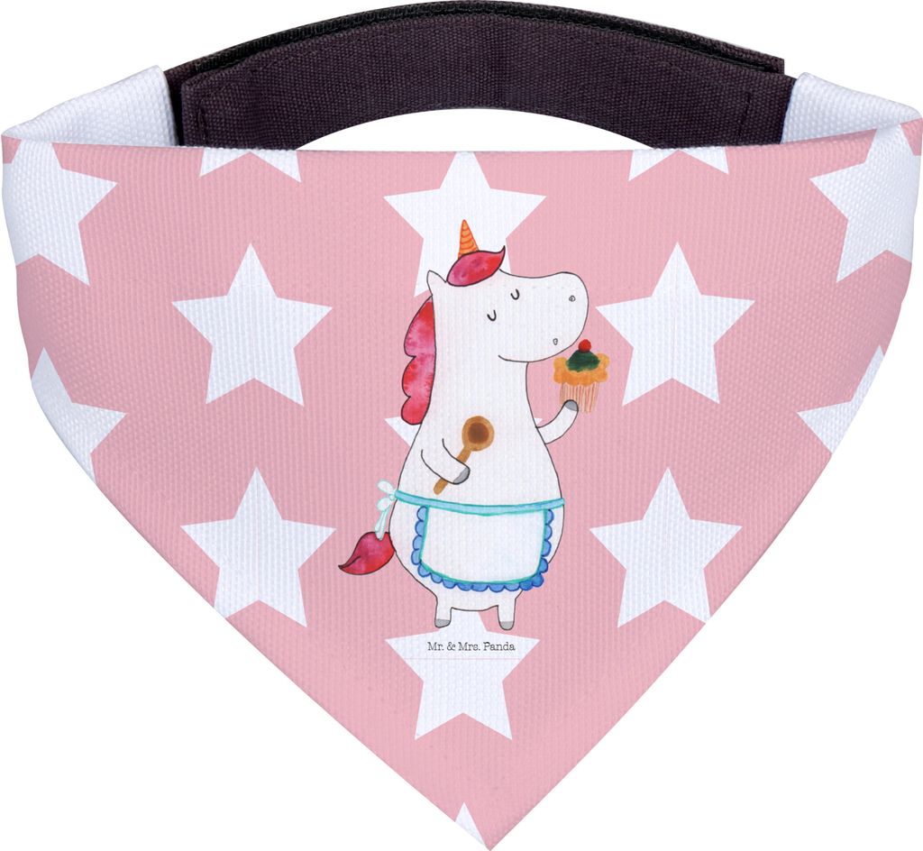 Mr. & Mrs. Panda Bandana Einhorn Küche - Rot Pastell - Geschenk, Hunde Hals Tuch, Halstuch, Muffin, Unicorn, Träumen, Kuchen, für Hund, Torte