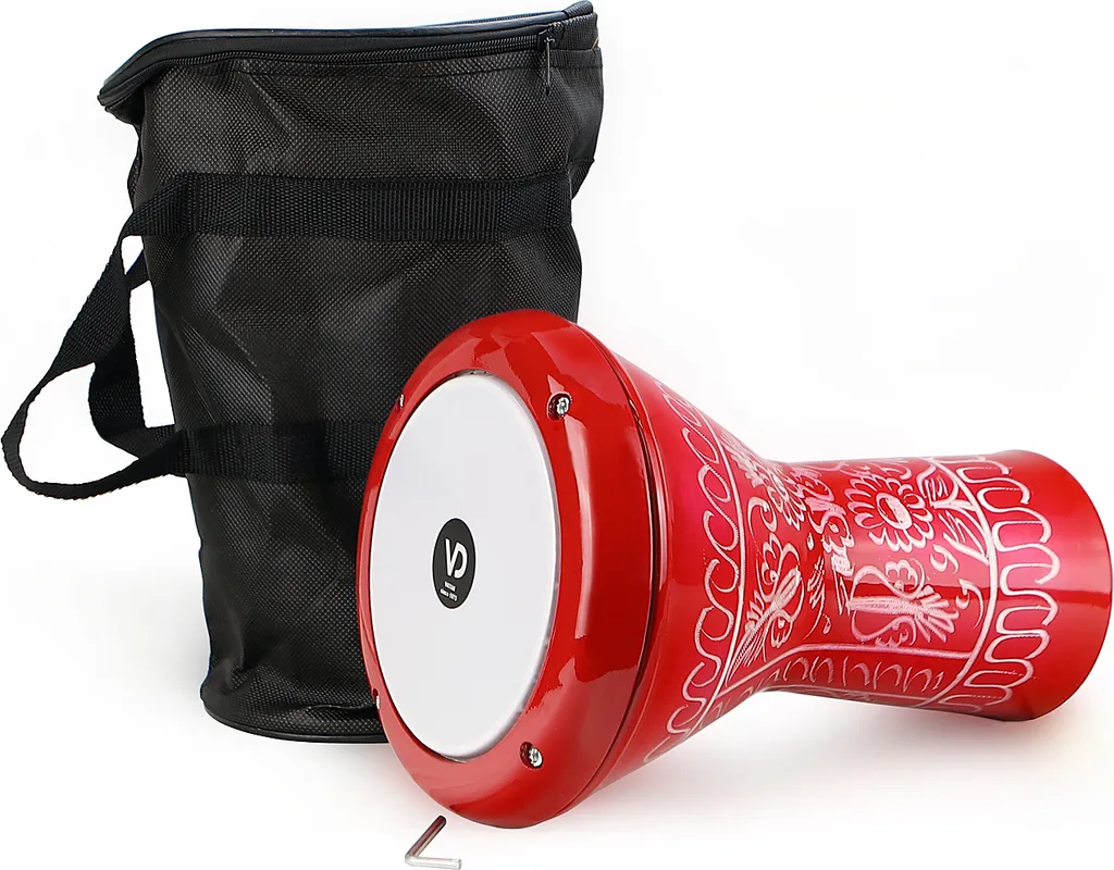 Darbuka en Aluminium Gravée à la Main, Instrument Percussion Enfant Rouge