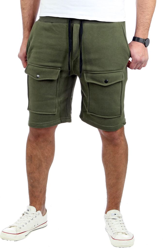 Reslad Kurze Hose Herren Cargo Jogginghose Kurz Shorts Sport-Hose RS-5065 Khaki S