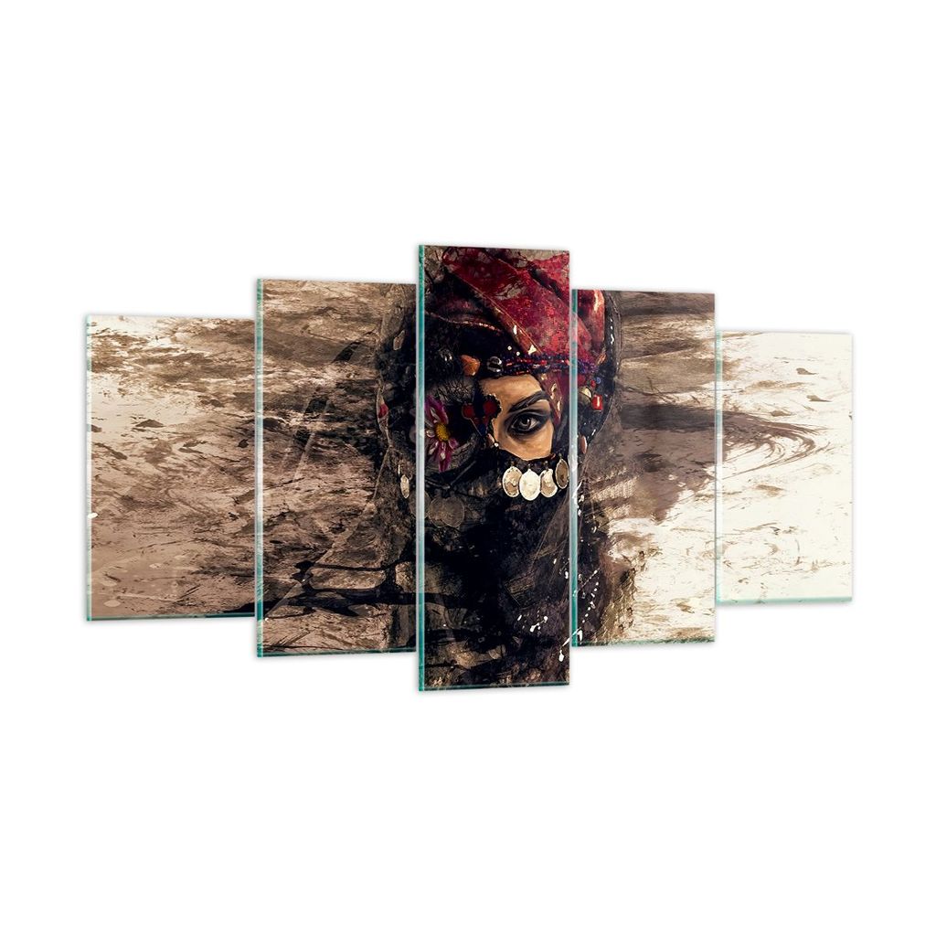 Bilder auf glas - Frau Folklore - 160x85cm - Glasbilder - Wandbilder - Bilder - Kunstdruck - zum Aufhängen bereit - Wanddekoration aus Glas - Glas...