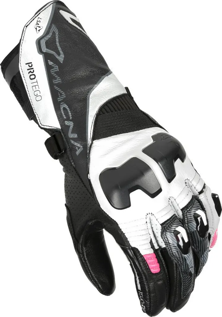 Gants Macna Protego Femmes Rose et Blanc avec Protections Renforcées L