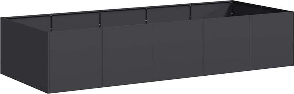 A dark gray rectangular planter box is shown from a slightly elevated side angle against a white background.