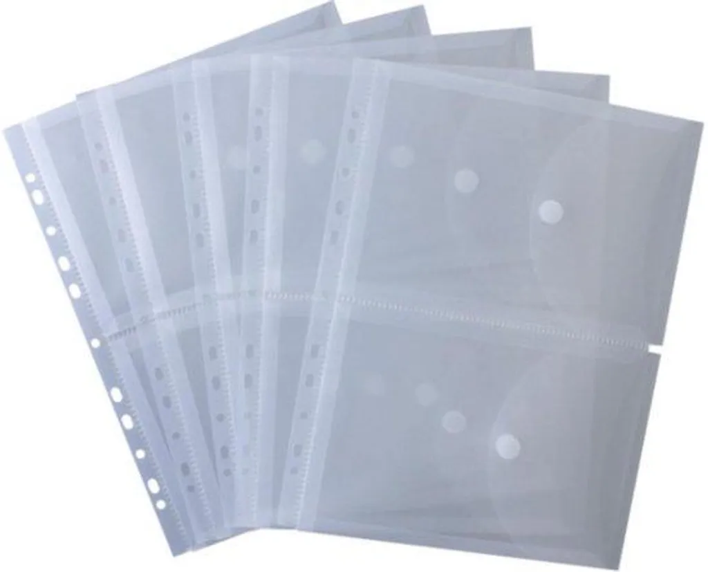 Enveloppe perforée pour classeur A4 avec rabat et velcro - Lot de 5