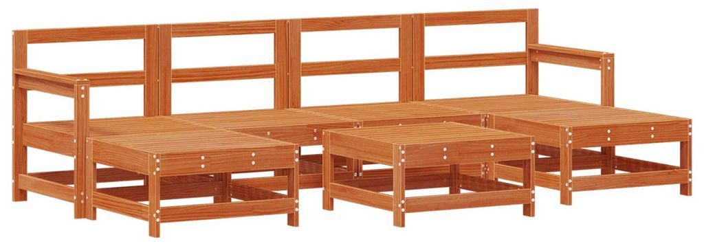 vidaXL Garten-Lounge-Set 7 pcs Wachsbraun Massives Kiefernholz