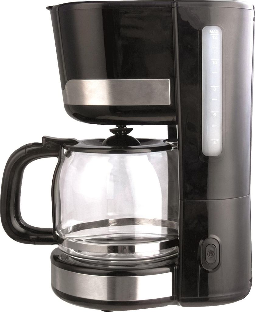 LENTZ Kaffeemaschine 1,5 Liter Kaffeeautomat mit Permanentfilter inkl. Messlöffel schwarz mit Edelstahl-Applikationen