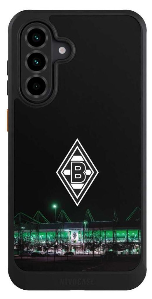NIVOCASE Hülle für Samsung Galaxy A36 5G Handyhülle NIVOcore Case Schwarz Borussia Mönchengladbach Offizielles Lizenzprodukt Stadion