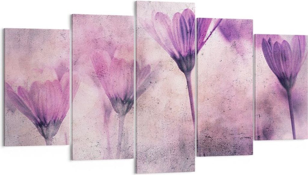 Bild auf Leinwand - Leinwandbild - 5 Teile - Blumen Rosa Produktbild 