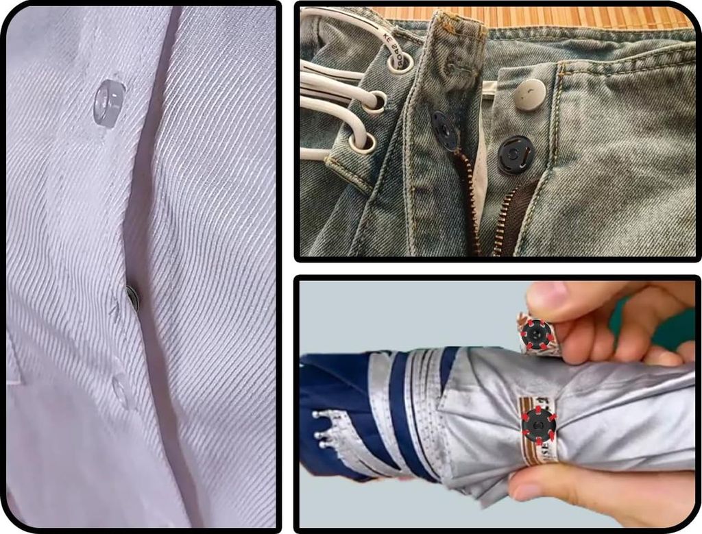 20 Sets von Metall-Druckknöpfen zum Nähen - DIY Kleidung - Basteln - Taschen - Schuhe - Handtaschen (schwarz, 12 mm und 21 mm)