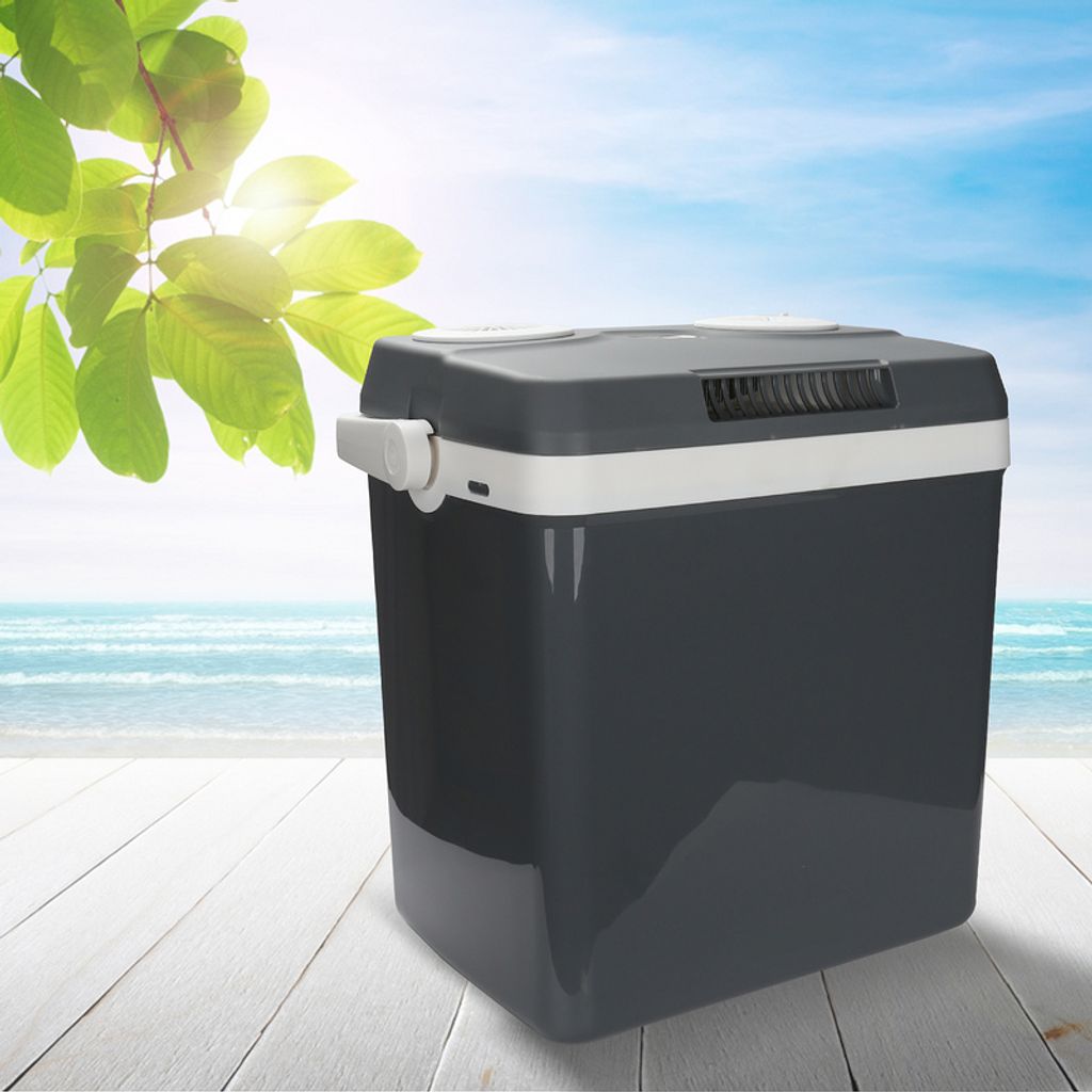 Jiubiaz 32 Liter Kühlbox KÜHLT und WÄRMT Elektrische Thermobox Auto Kühlbox 12V 230V Mini-Kühlschrank für Auto und Camping Grau