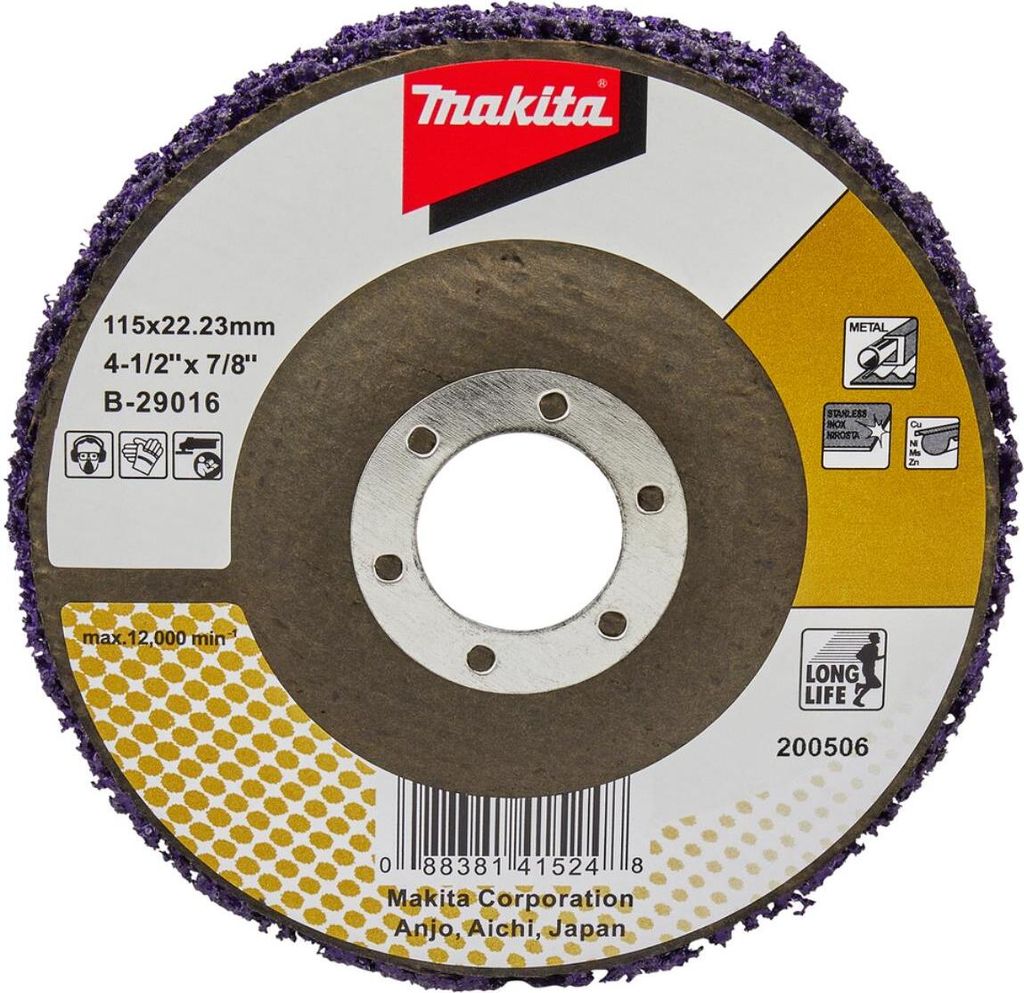 Makita Reinigungsscheibe Longlife 1 Stk. - 115 mm - 22,23 mm - Longlife - Lila - Glasfaser