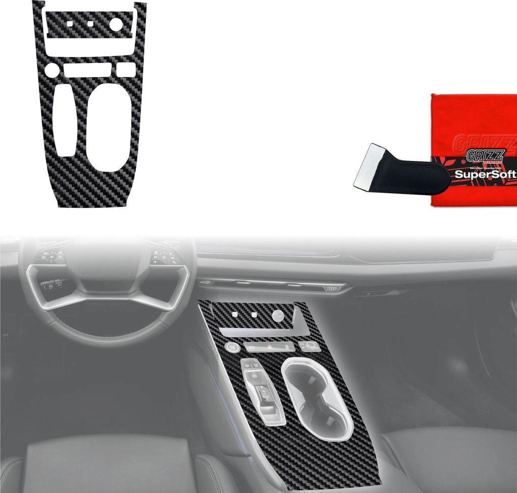 2in1 Schutzfolien für Mittelkonsole - Audi A6 C9 (2025-2026) Carbon Optik Glanz Grizz Protector