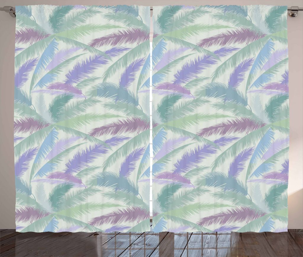 ABAKUHAUS Hawaii Rustikaler Vorhang, Abstrakt Tropic Blätter, Wohnzimmer Universalband Gardinen mit Schlaufen und Haken, 280 x 175 cm, Mehrfarbig