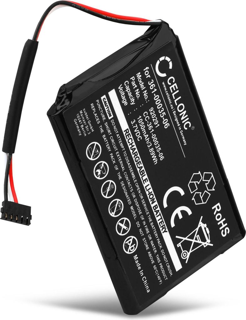 CELLONIC 1x Akku für Navigation Kompatibel mit Garmin Edge 1000, Approach G8, 361-00035-06 - (1050mAh, 3.7V)
