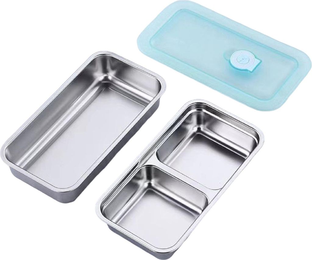 1/2-teilige Snackbox mit Doppelfach, Edelstahlbehälter, auslaufsicheres Design, spülmaschinenfest, Saucen-Dressing-Box