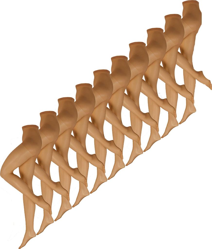 NUR DIE Damen Feinstrumpfhose 10-Pack Seidenfein 15 DEN - bronze - Größe 40-44