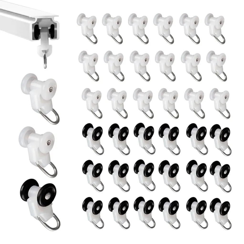 Crochet Rideau Douche Silencieux et Roulette pour Rail Coulissant 40p
