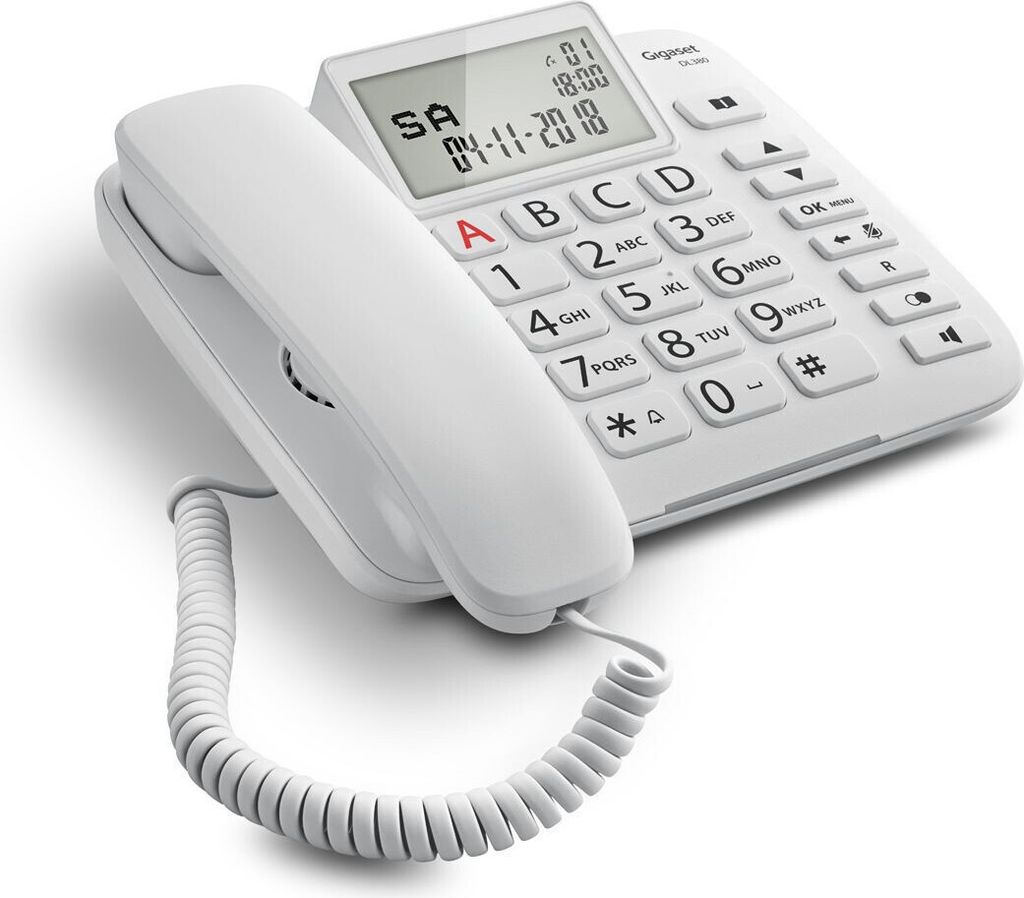 Gigaset DL380 Weiß Analoges Tischtelefon mit Freisprecheinrichtung und Anrufer-ID