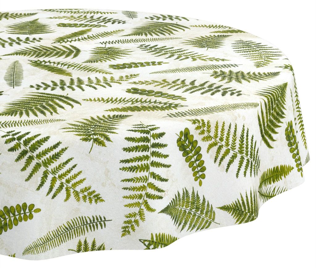 Tischdecke 120x120cm Rund Grün abwaschbar Baumwolloptik Produktbild 