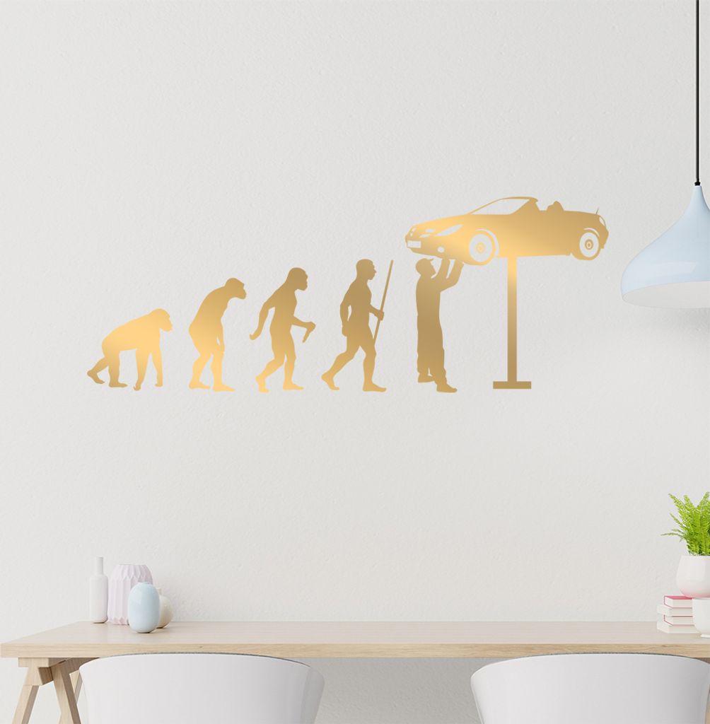 Automechaniker Evolution Wandtattoo Wandaufkleber Wall Sticker - Dekoration, Küche, Wohnzimmer, Schlafzimmer, Badezimmer