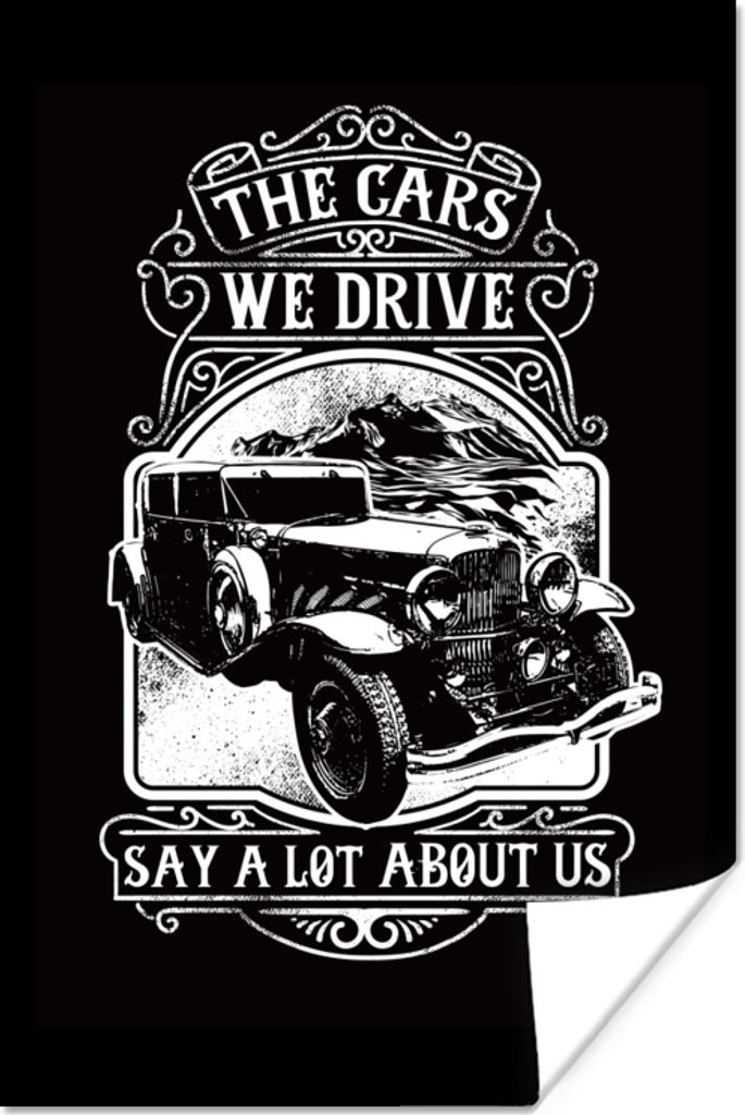 MuchoWow Poster Mancave - Auto - Retro - Zitat 60x90 cm - Wanddekoration