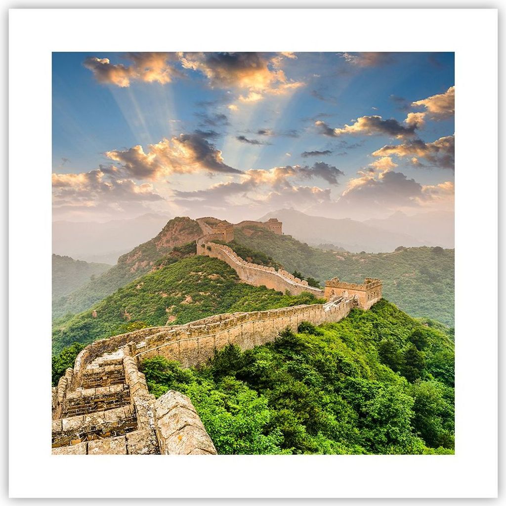 Poster - Poster ohne Rahmen - Wand Berg asiatisch china - 40x40 cm - Wand Bild - Wanddeko - Wandbilder - Kunstposter - Wandposter - Bilder - Kunstd...