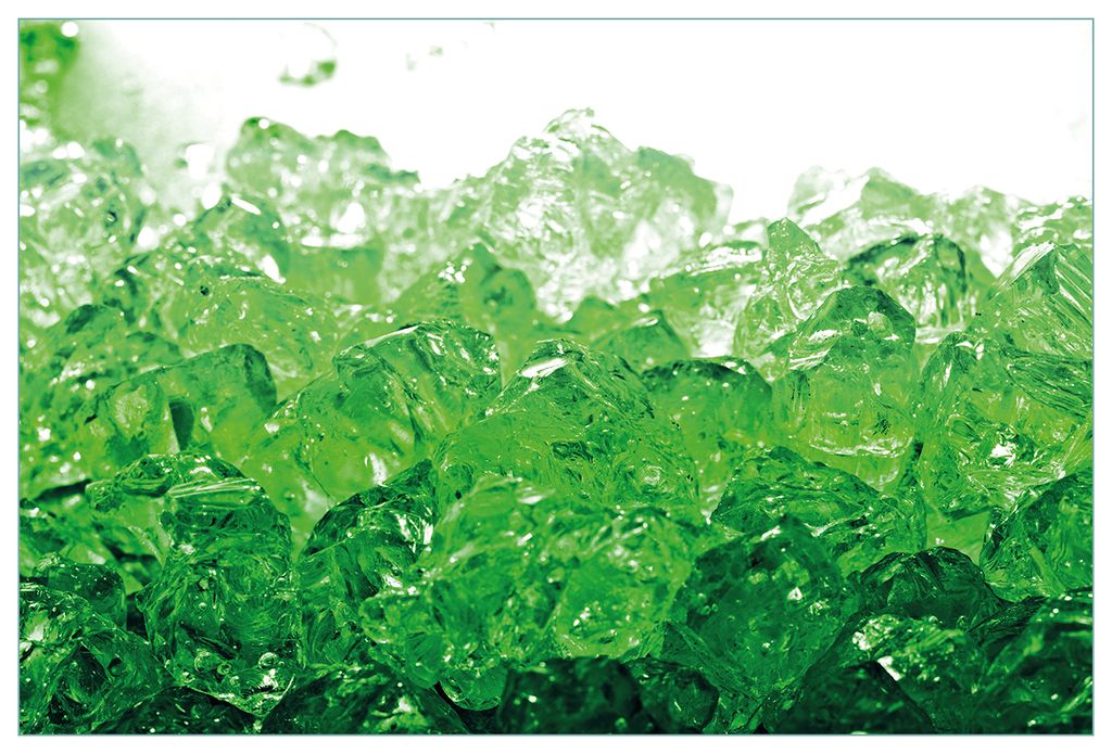 Wallario Küchenrückwand aus Glas, Größe: 90 x 60 cm, Motiv: Leuchtendes Eis in grün | Spritzschutz | abwischbar | pflegeleicht | in
