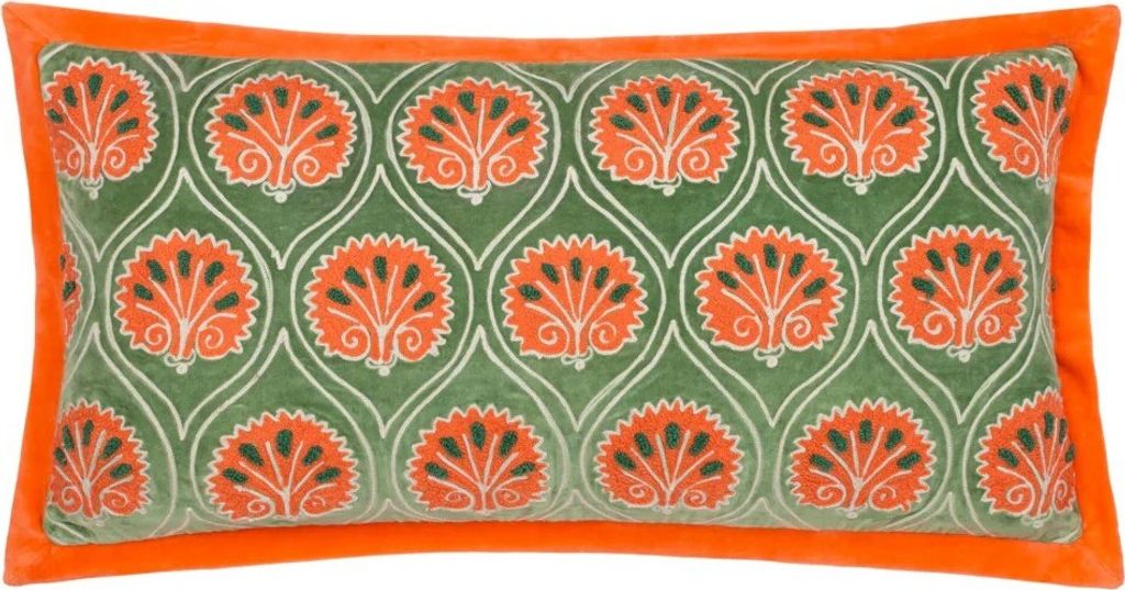 Paoletti - Kissenhülle "Casa" bestickt RV3042 (30 cm x 60 cm) (Peridot Grün/Orange)