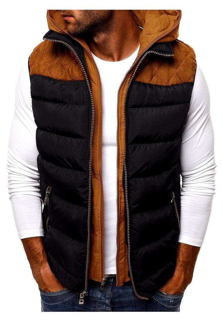 Herren Weste Wendeweste Wendbare Steppweste Kapuze Vest Ärmellos Jacke Übergangs Daunenweste Herrenweste Sportweste Übergangsjacke westen Bodywa...
