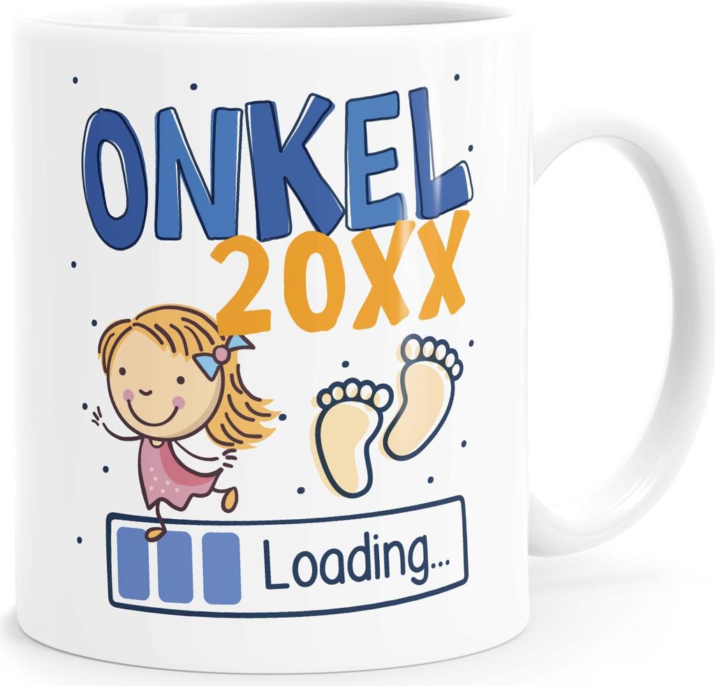 Kaffee-Tasse Schwanger Schwangerschaft Jahreszahl personalisiert Geschenk Mama Papa Oma Opa loading SpecialMe Onkel-Nichte Uni-Weiß Keramik-Tasse