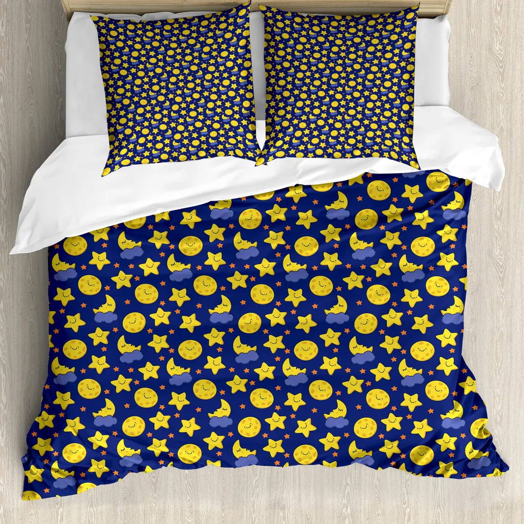 Housse de couette bébé ABAKUHAUS 155x220 cm Sleeping Moon anti-acariens