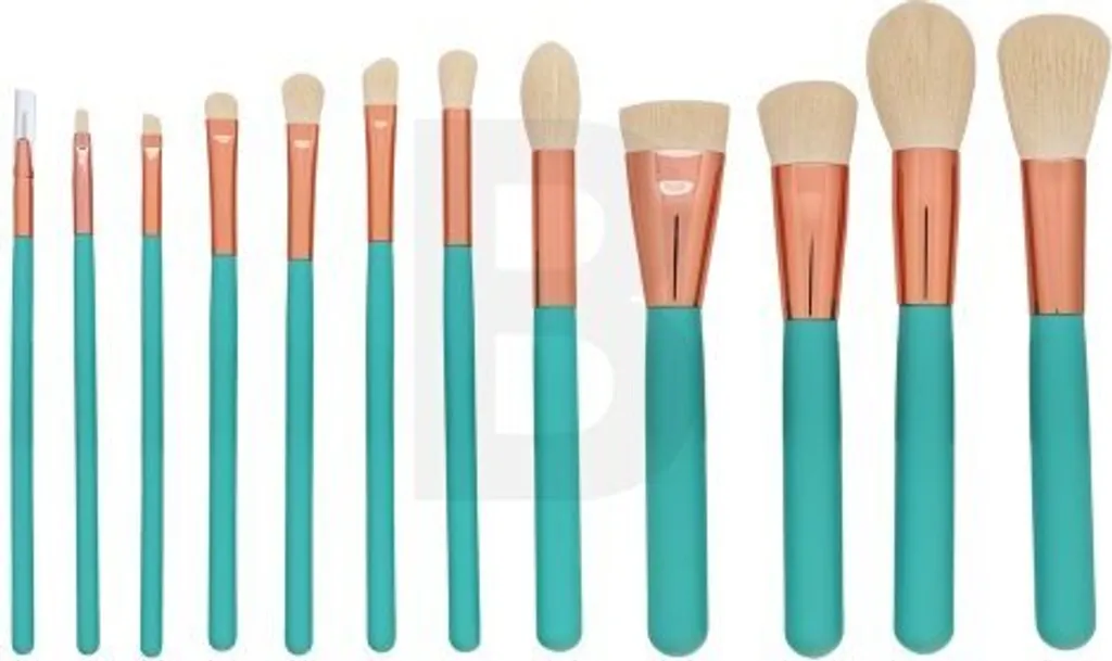 Pinceaux Maquillage Turquoise MIMO avec Poils Doux Synthétiques x12