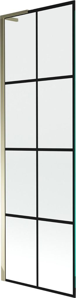 Mexen Next L Badewannenfaltwand 1-flügelig 60 x 150 cm, schwarzes Muster, gold - 895-060-000-03-77-50