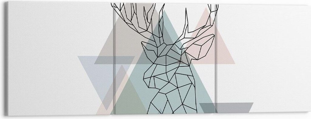 Bild auf Leinwand - Leinwandbild - Hirsch Abstraktion - 150x50cm - Wand Bild - Wanddeko - Leinwanddruck - Bilder - Kunstdruck - Wanddekoration - Le...