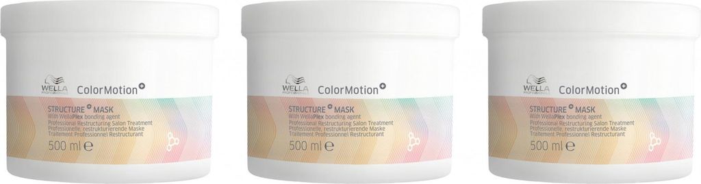 Wella ColorMotion Haarmaske mit WellaPlex Strukturfestiger für Farbschutz und Glanz 3x500 ml