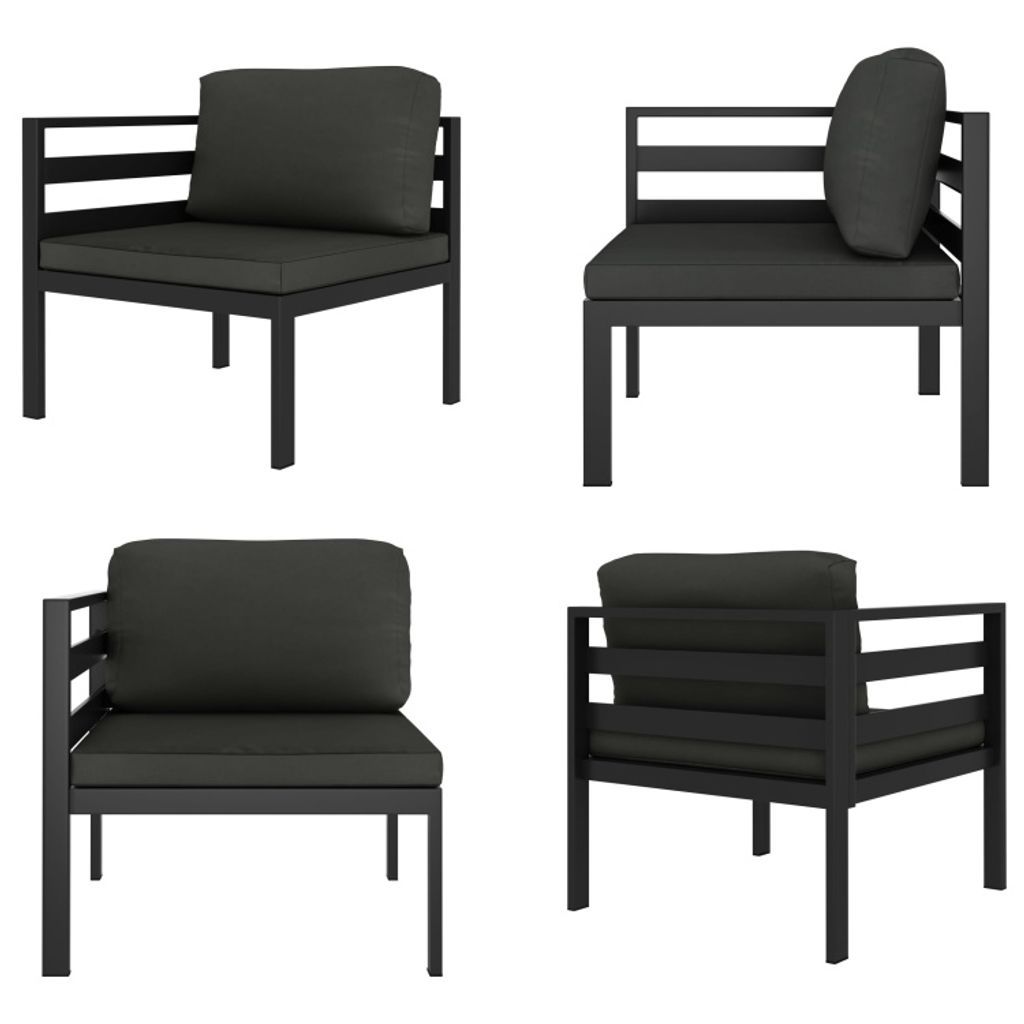 vidaXL Modular Sofa Eckteil 1 Stk. mit Kissen Aluminium Anthrazit - Ecksofa - Ecksofas - Sofa Eckteil - Sofa Eckteile